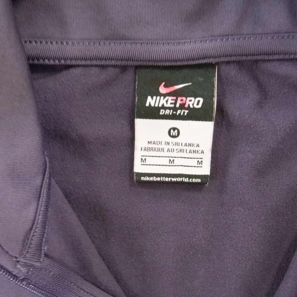 Nike Pro Sweatshirt Womens Medium Purple 1/2 Zip Fleece Mock Neck Active Gym